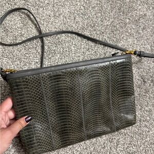 Vintage Elegant Green Snakeskin Crossbody Bag